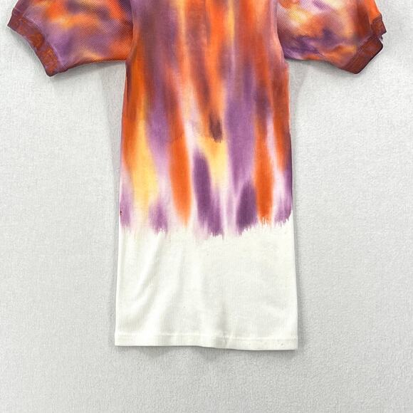 FREE PEOPLE X TRICIA FIX Reworked T-shirt S Orange Purple White Short Sleeve Rib - Picture 7 of 13